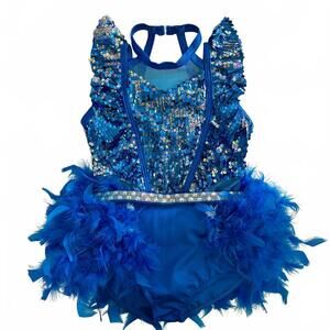 Weissman Sequined Rhinestone Feather Dance Costume Leotard
